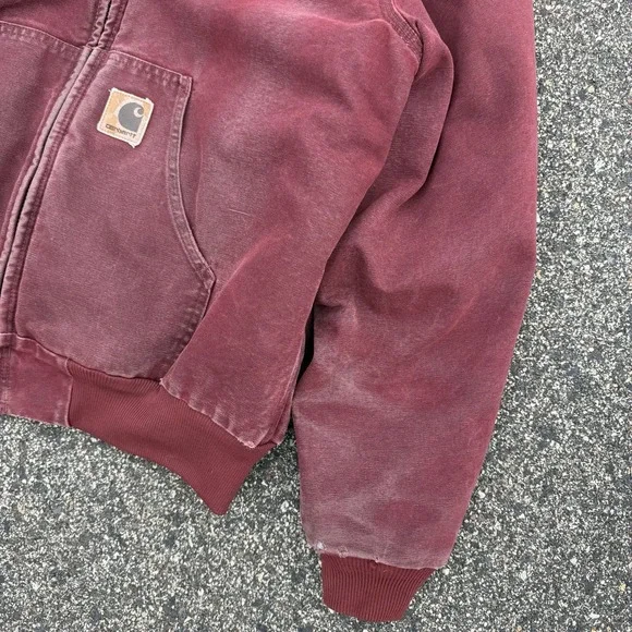 VTG Carhartt Active Jacket Quilt Lined Mens Large J68 BRK Brick Red Faded Grunge - Picture 5 of 9